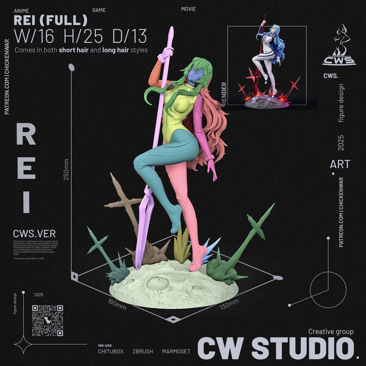Rei Ayanami (Evangelion) resin figure by CW Studio — studio render 14