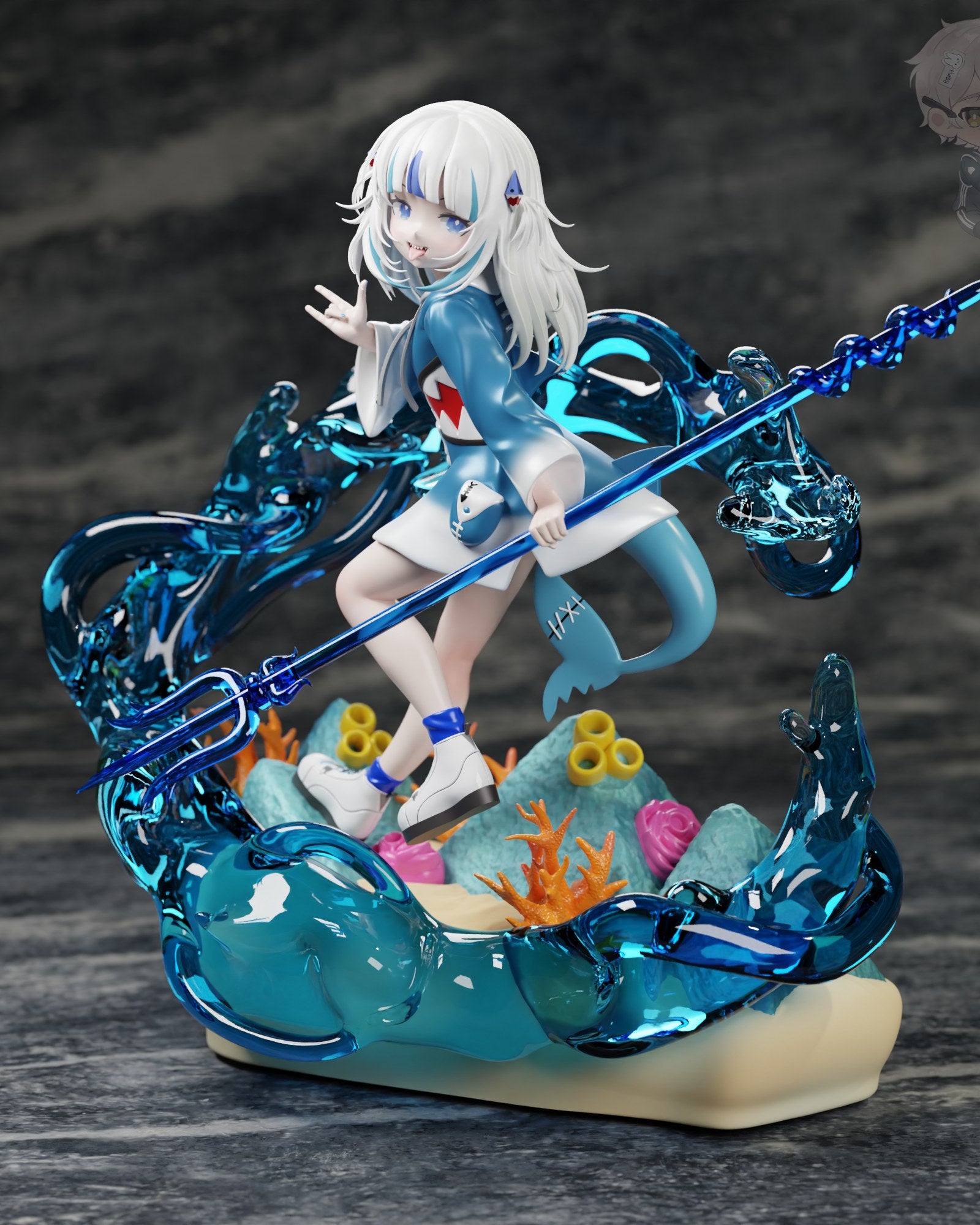 Gawr Gura (Hololive) resin figure by RemyJF — studio render 1