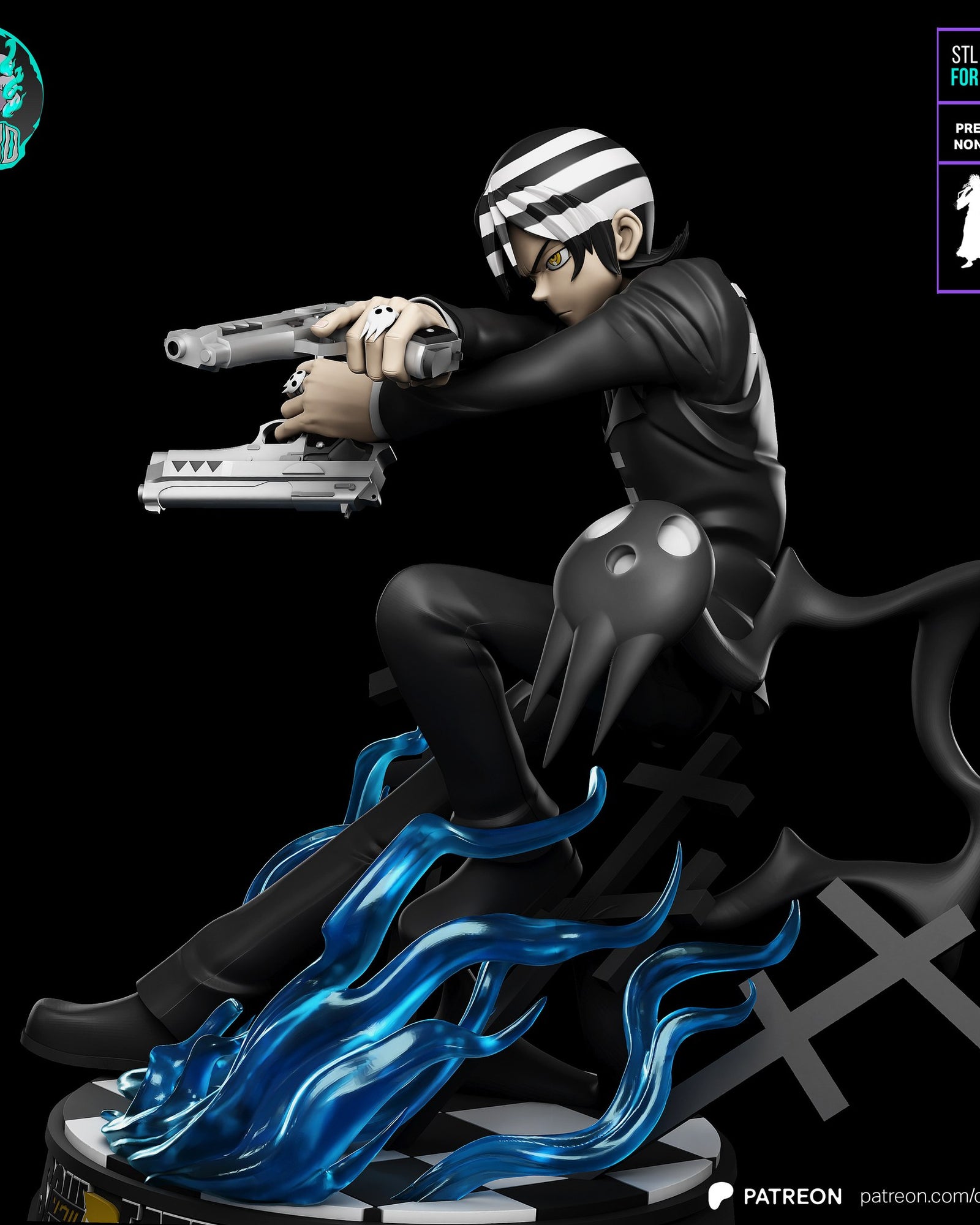 Death the Kid (Soul Eater) resin figure by Kaidan 3D — studio render 4