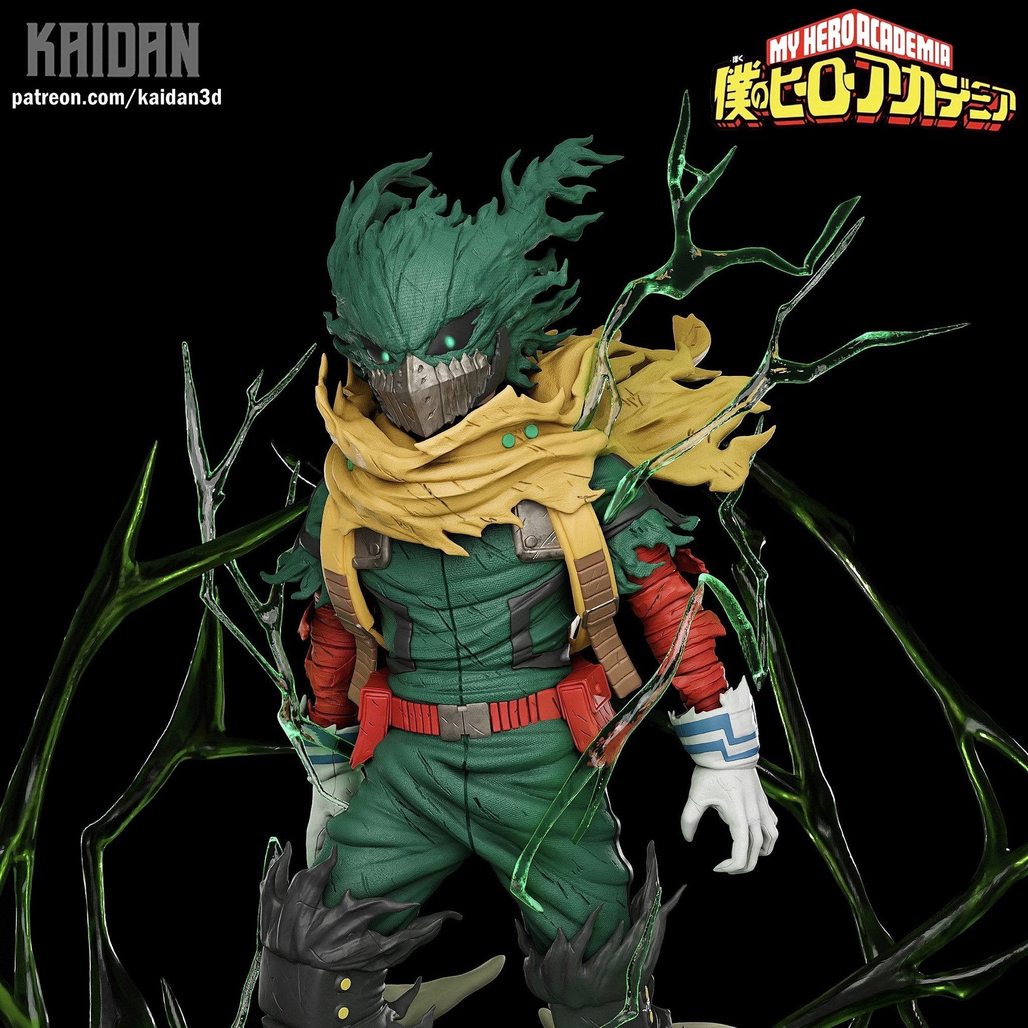 Dark Deku (My Hero Academia) resin figure by Kaidan 3D — studio render 1