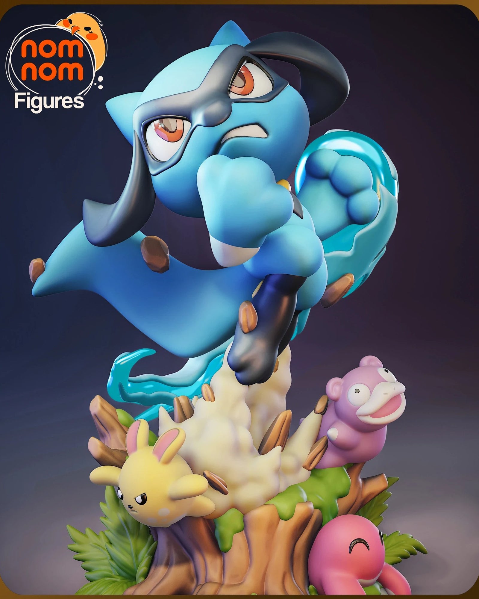 Riolu Pokemon Chibi resin figure by NomNom Figures — studio preview 2