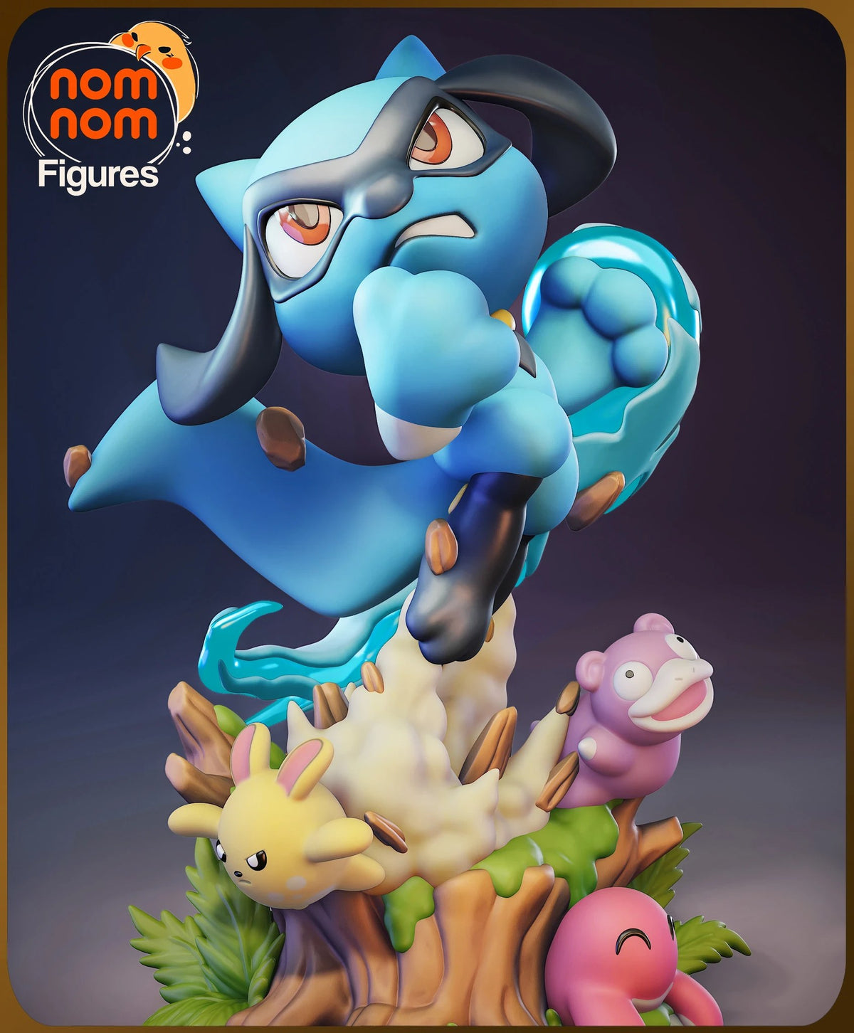 Riolu Pokemon Chibi resin figure by NomNom Figures — studio preview 2