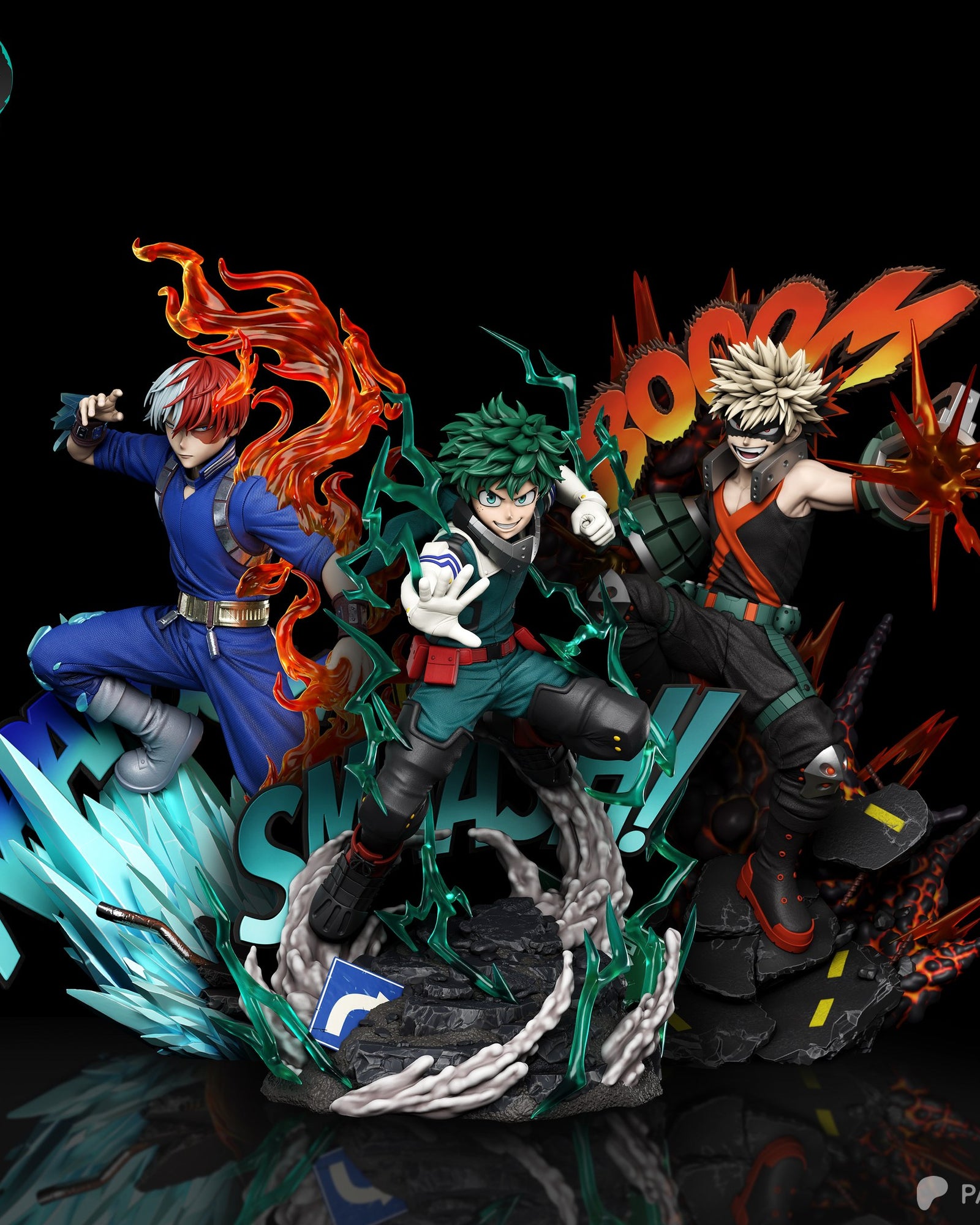 My Hero Academia Origin Trio (My Hero Academia) resin figure by Kaidan 3D — studio render 1