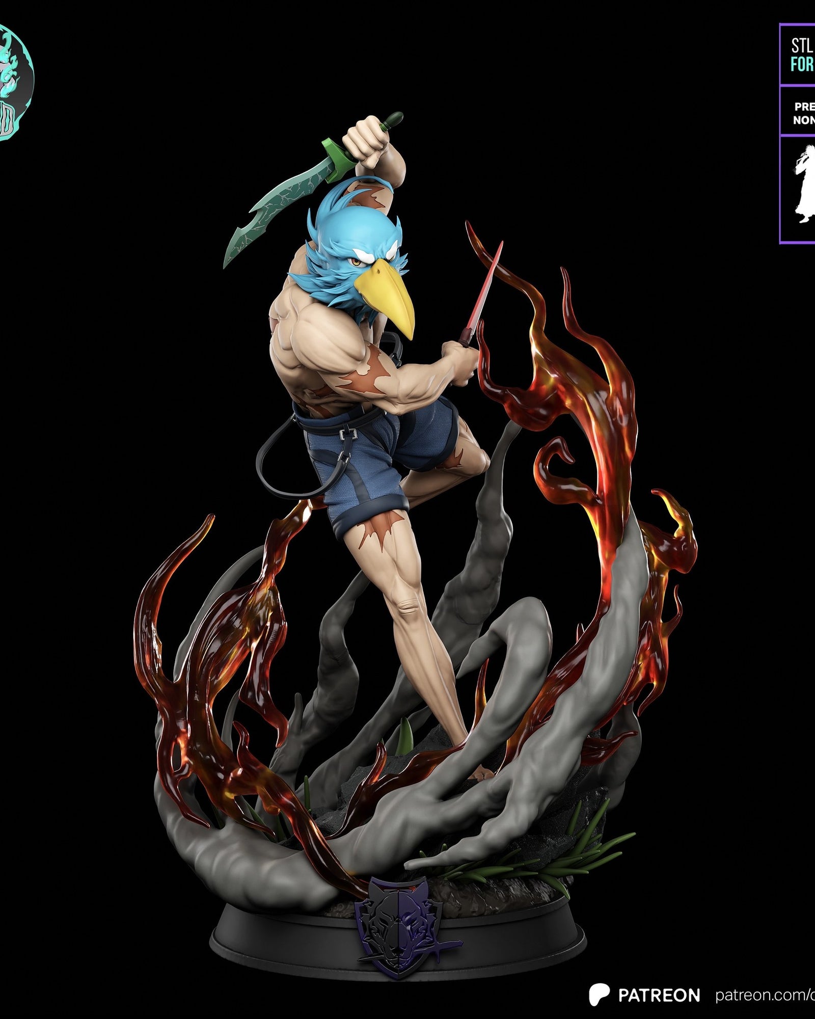 Sunraku (Shangri-La Frontier) resin figure by Kaidan 3D — studio render 2