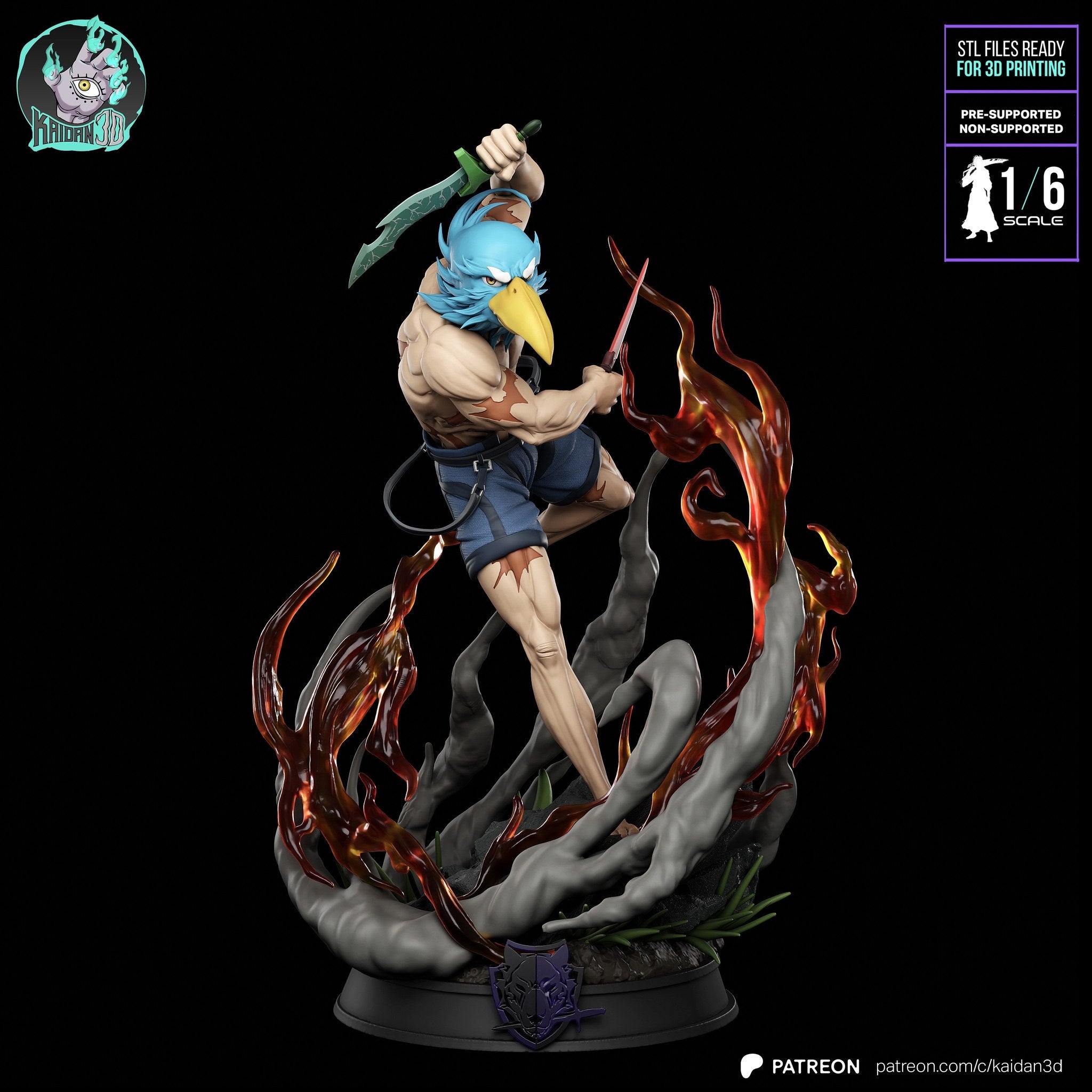 Sunraku (Shangri-La Frontier) resin figure by Kaidan 3D — studio render 2