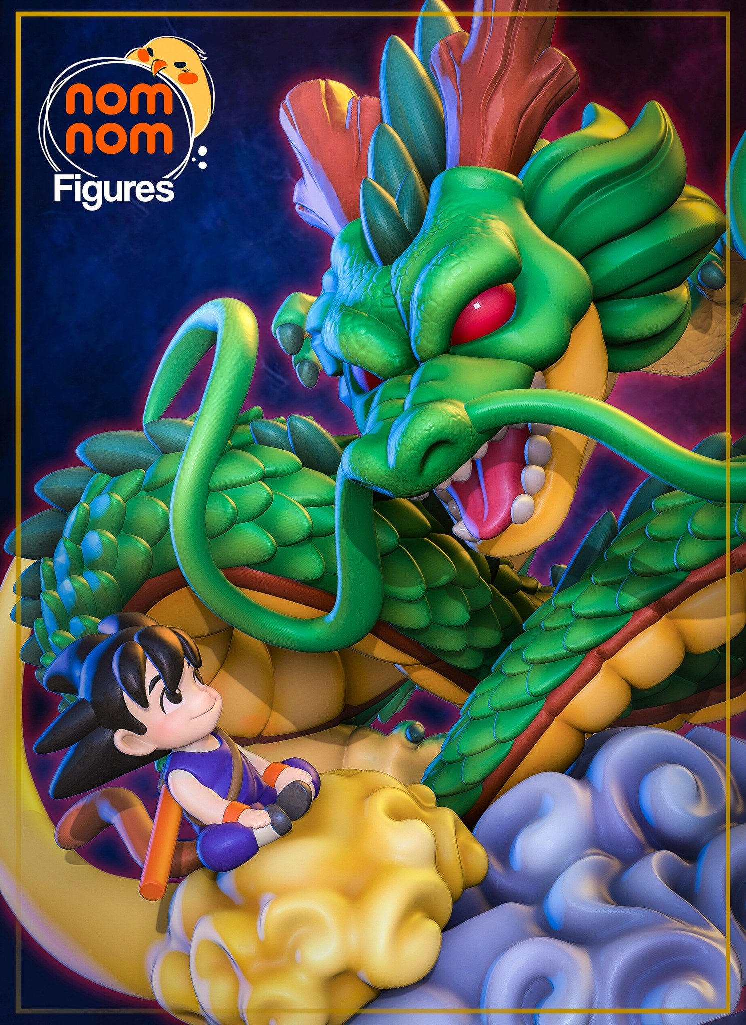Shenron and Goku Dragon Ball Chibi resin figure by NomNom Figures — studio preview 1