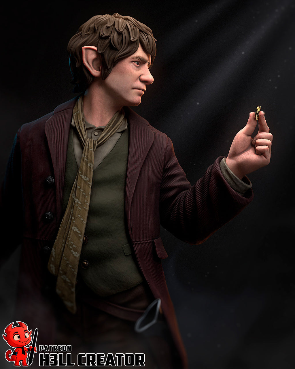 Bilbo Baggins (The Lord of the Rings) resin figure by h3LLcreator — studio render 5