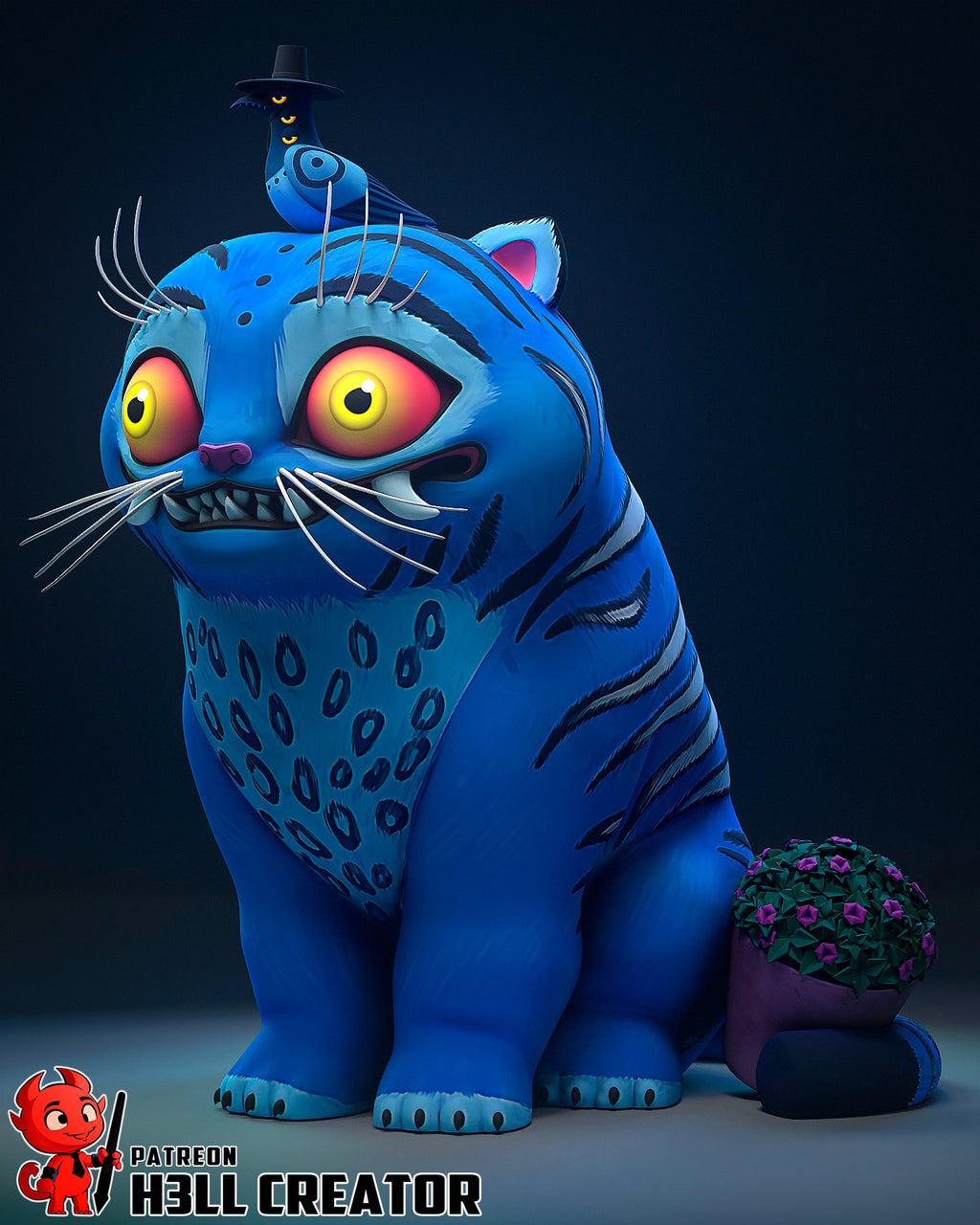 Derpy Tiger and Sussie (KPop Demon Hunters) resin figure by h3LLcreator — studio render 7