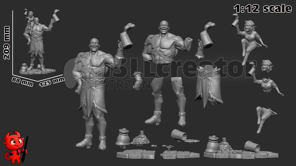 Grog and Pike (Critical Role) resin figure by h3LLcreator — studio render 11