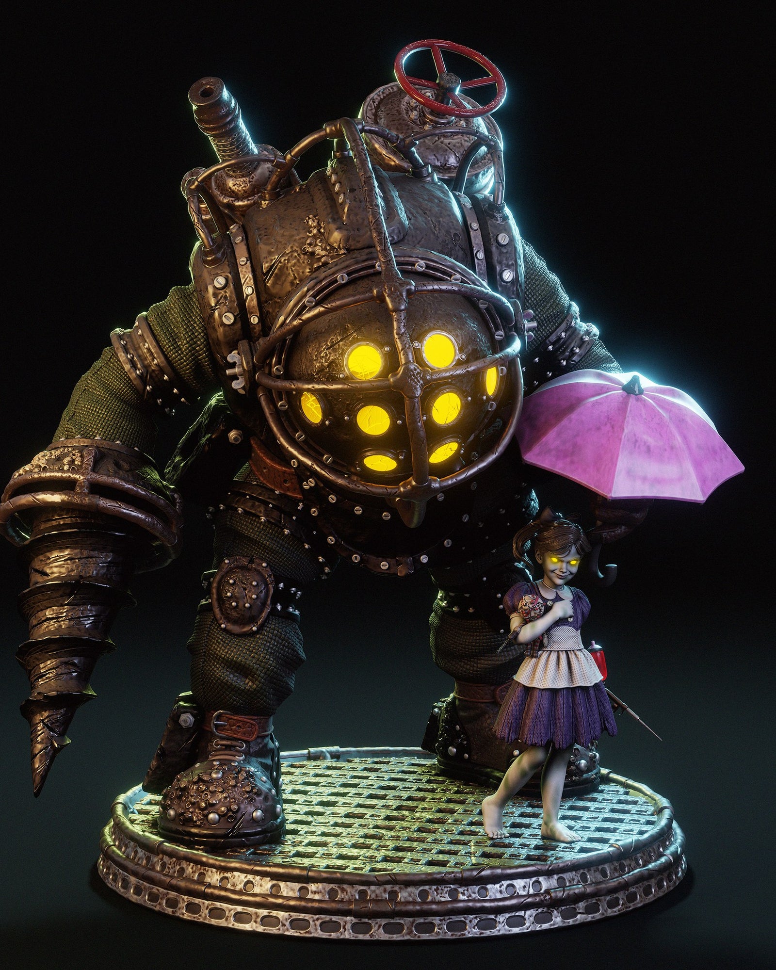 Big Daddy and Little Sister BioShock resin figure by CA 3D Studios — studio preview 4