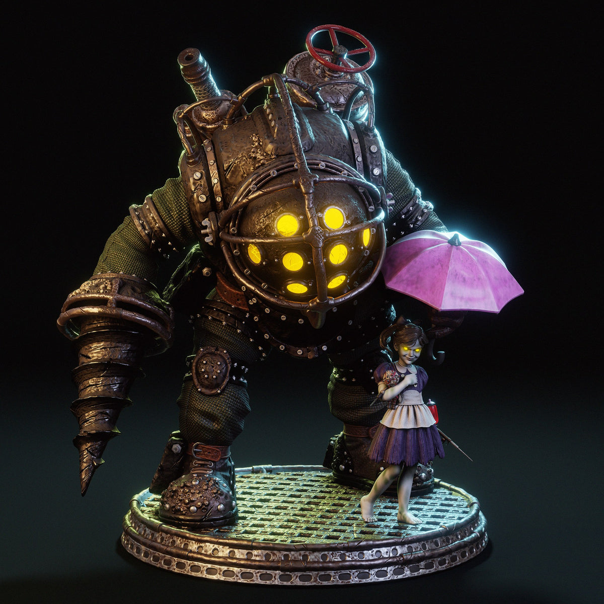Big Daddy and Little Sister BioShock resin figure by CA 3D Studios — studio preview 4