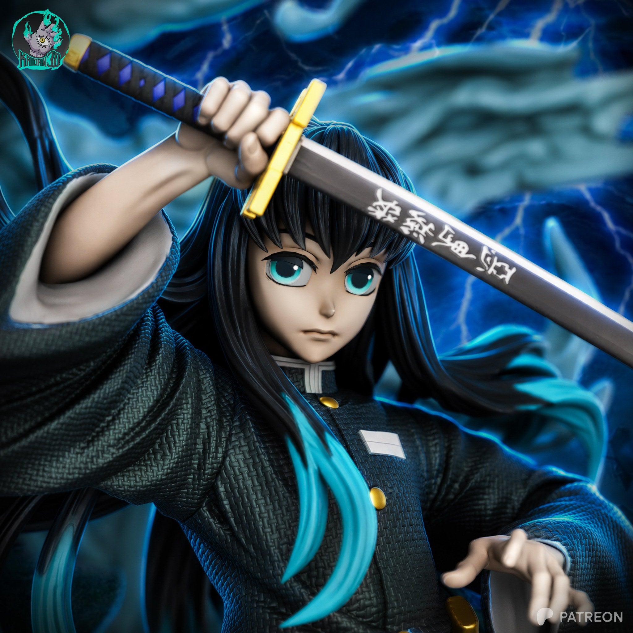 Muichiro Tokito (Demon Slayer) resin figure by Kaidan 3D — studio render 4