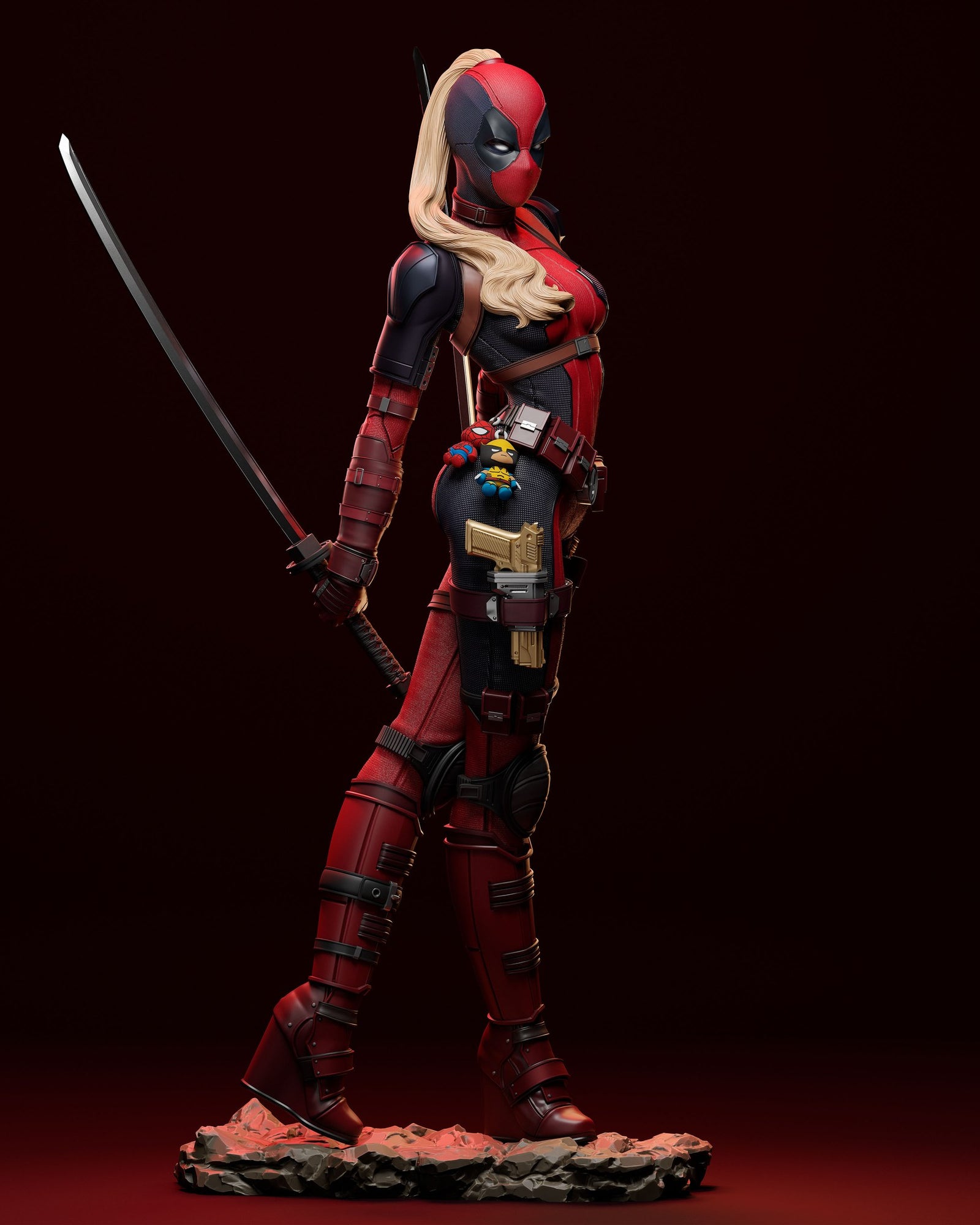 Lady Deadpool (Marvel) resin figure by Abe3D — studio render 4