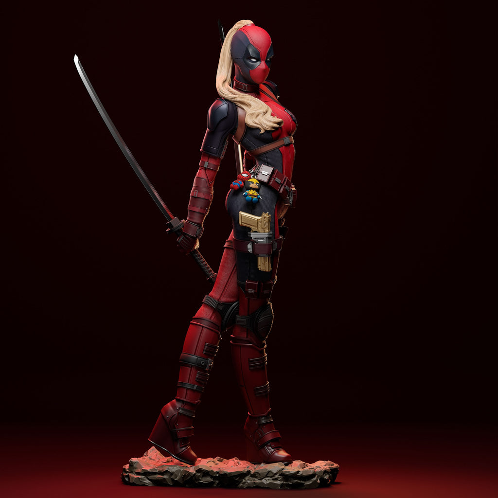 Lady Deadpool (Marvel) resin figure by Abe3D — studio render 4