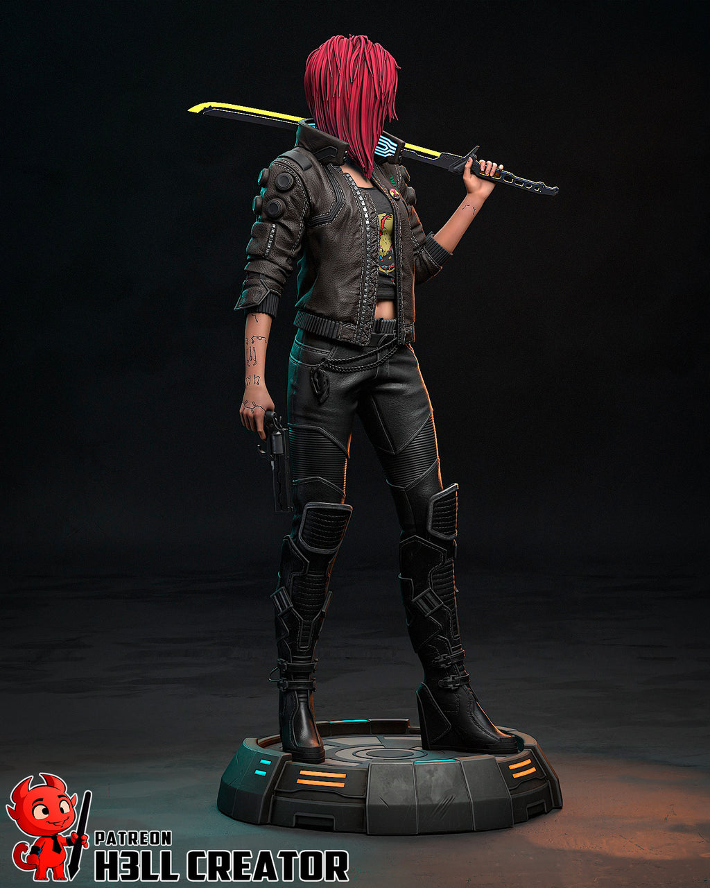 Female V (Cyberpunk 2077) resin figure by h3LLcreator — studio render 7