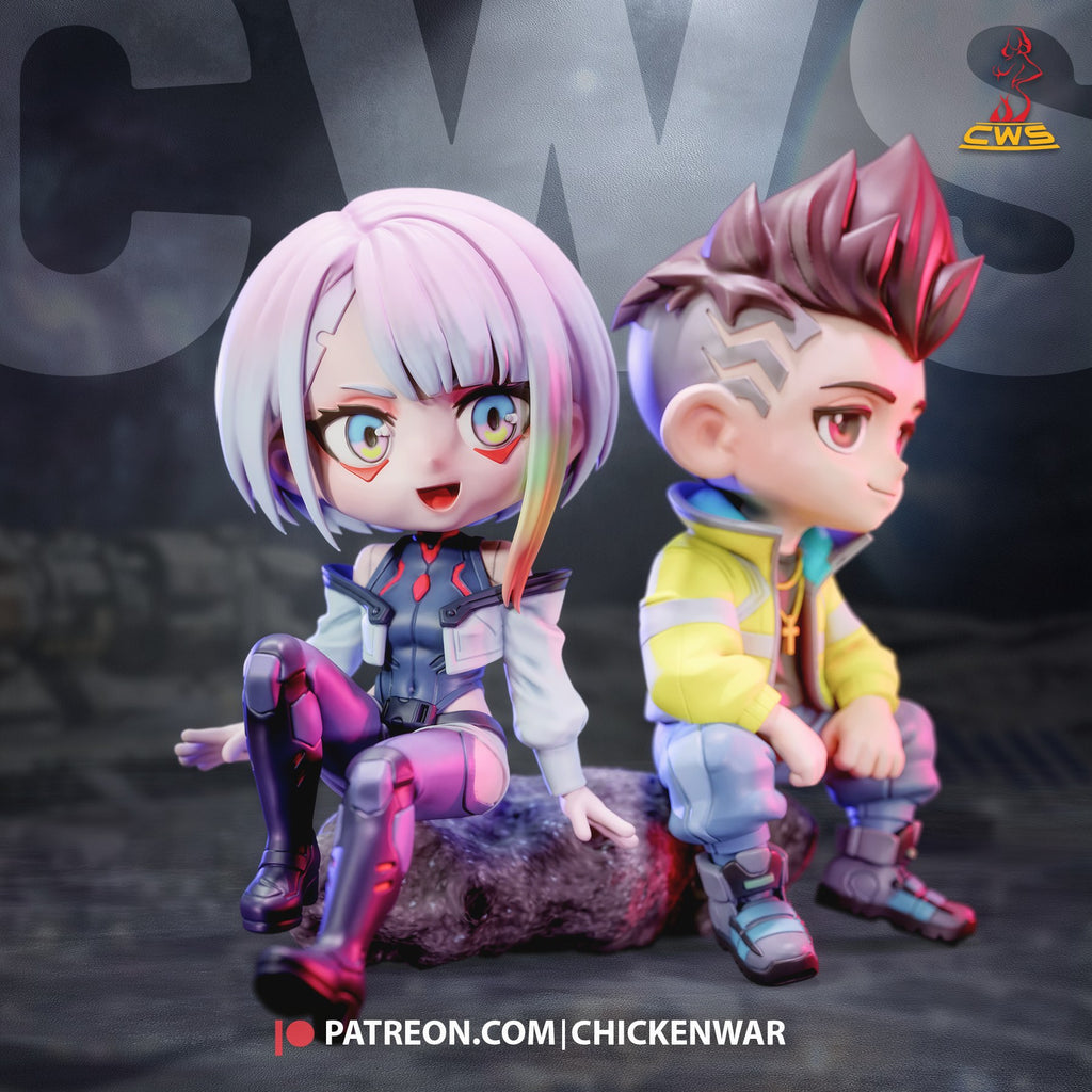 Lucy and David Martinez (Cyberpunk Edgerunners) resin figure by CW Studio — studio render 2
