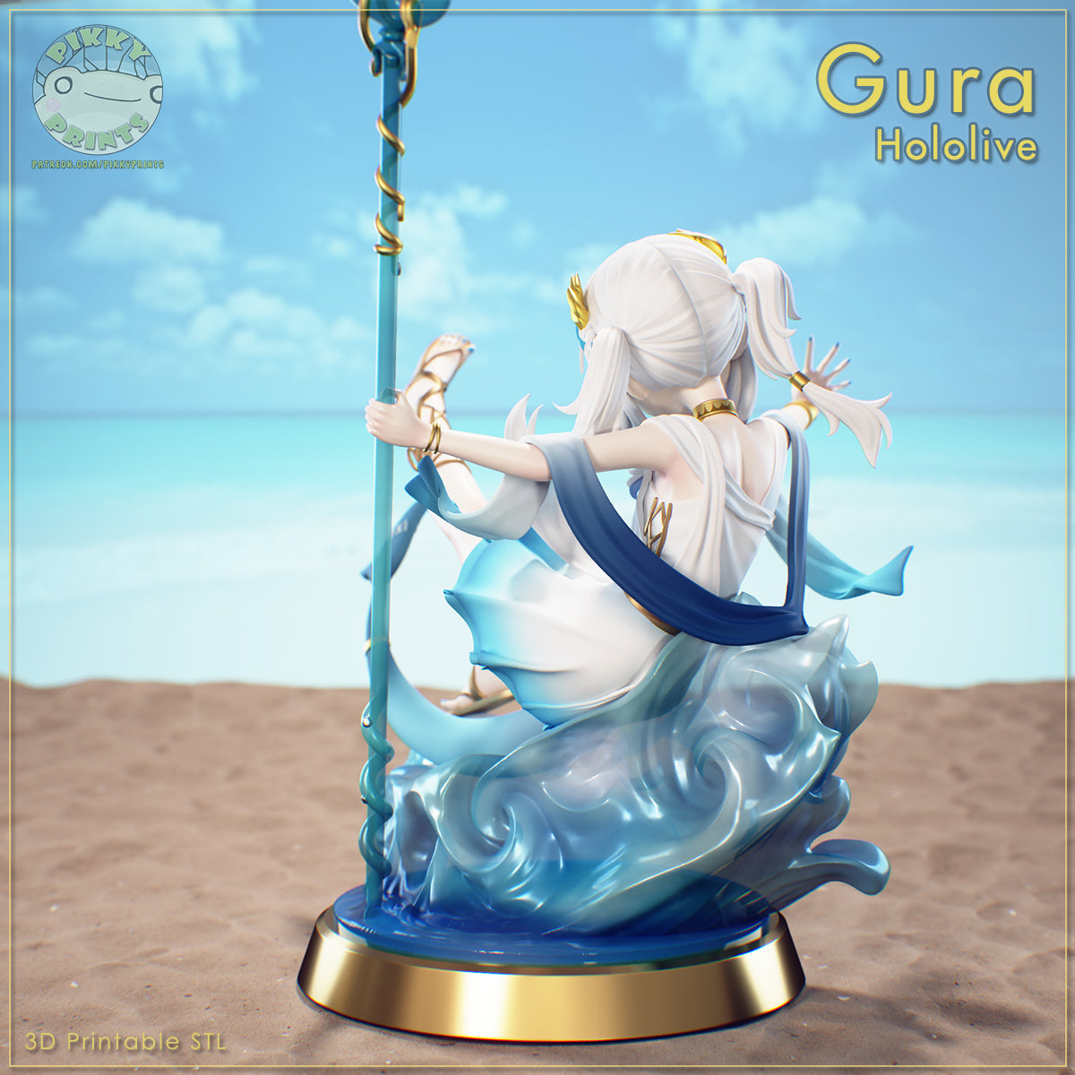 Gawr Gura (Hololive) resin figure by PikkyPrints — studio render 5