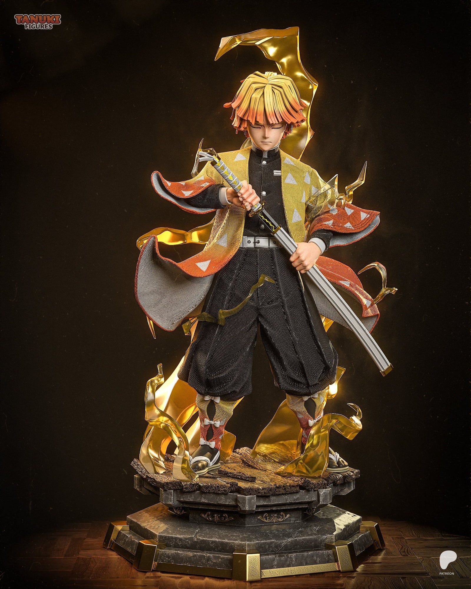 Zenitsu Agatsuma (Demon Slayer) resin figure by Tanuki Figures — studio render 6