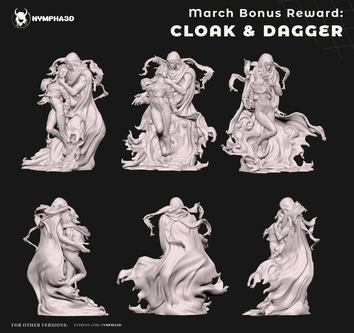 Cloak and Dagger (Marvel) resin figure by Nympha — studio render 6