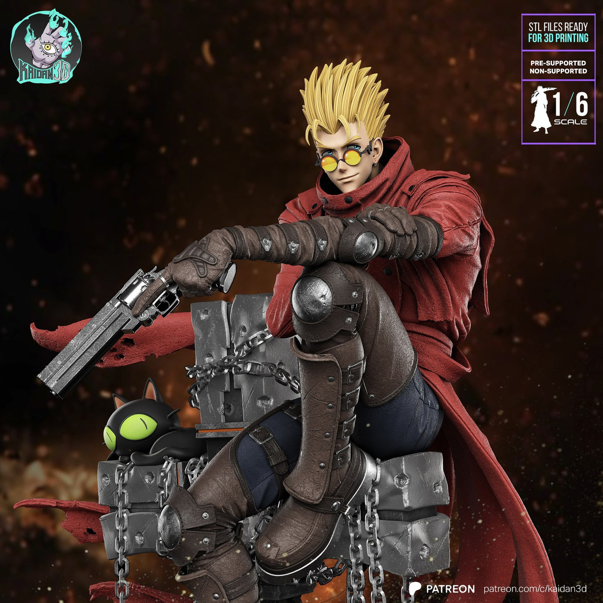 Vash the Stampede (Trigun) resin figure by Kaidan 3D — studio render 1