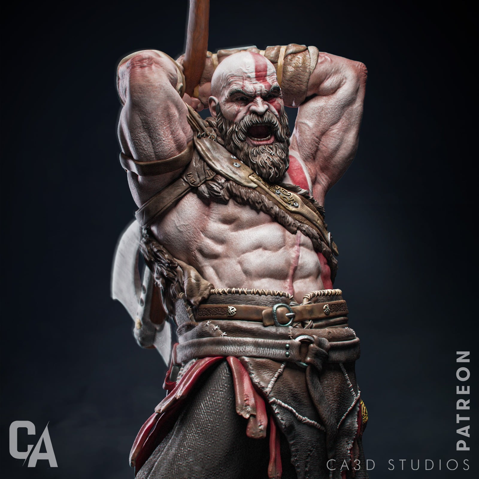 Kratos God of War resin figure by CA 3D Studios — studio preview 1