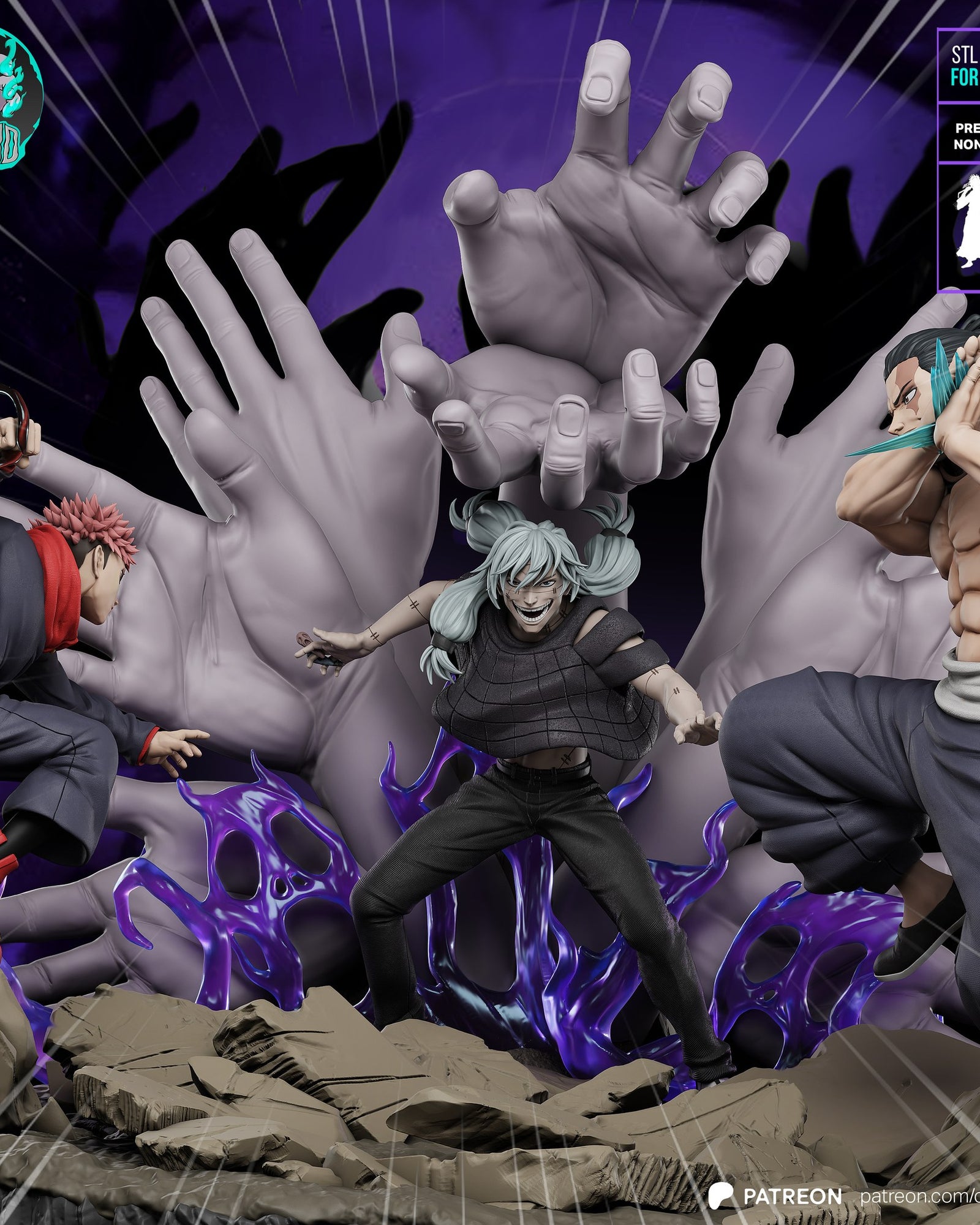 Yuji Todo and Mahito (Jujutsu Kaisen) resin figure by Kaidan 3D — studio render 1