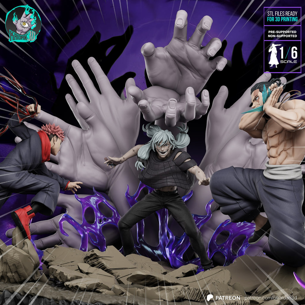 Yuji Todo and Mahito (Jujutsu Kaisen) resin figure by Kaidan 3D — studio render 1