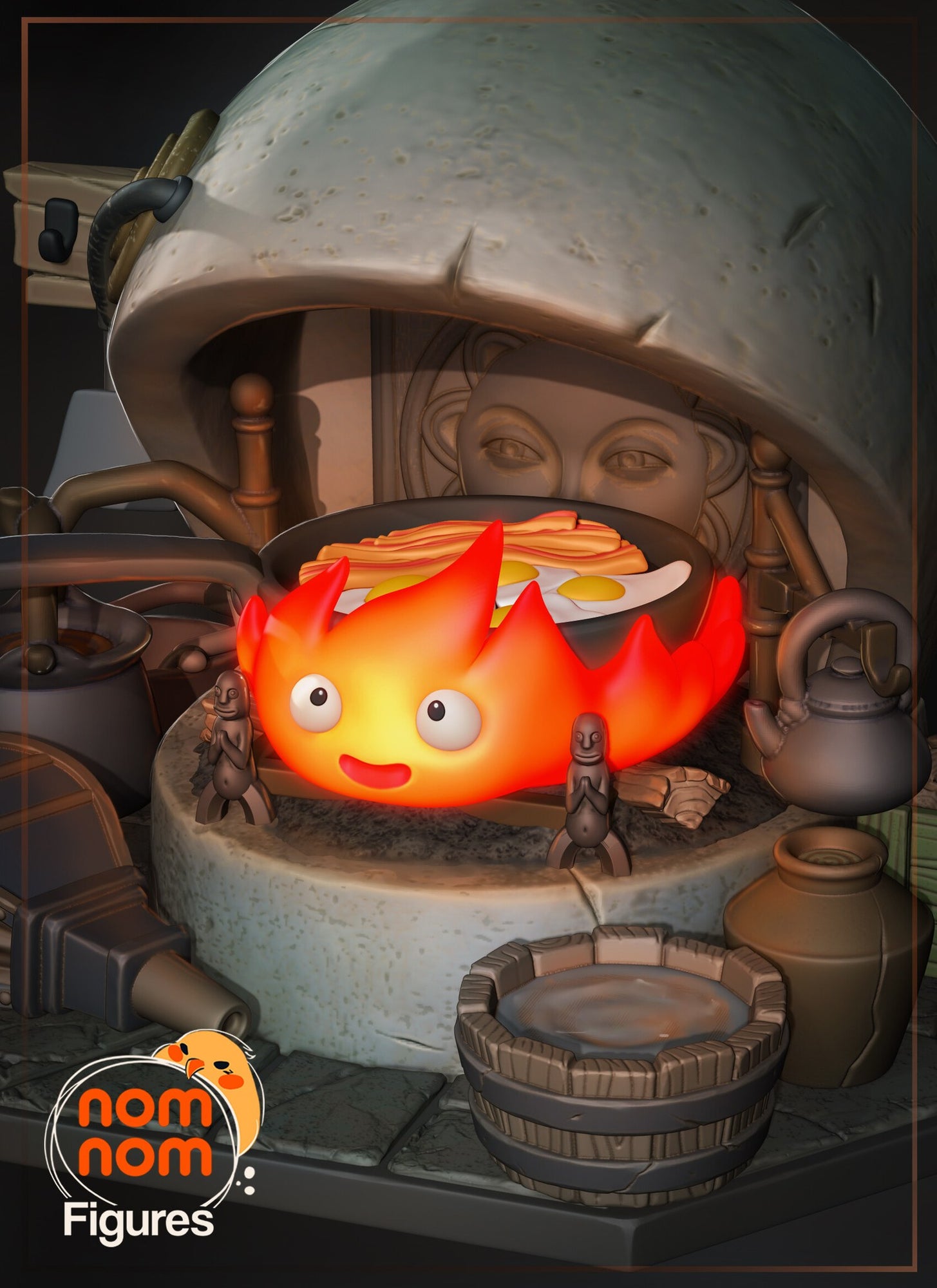 Calcifer Howl's Moving Castle Chibi resin figure by NomNom Figures — studio preview 1