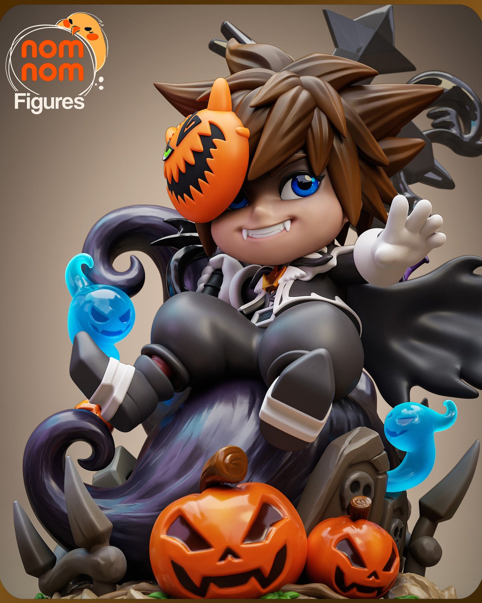 Sora (Halloween Town vers.) Kingdom Hearts Chibi resin figure by NomNom Figures — studio preview 2