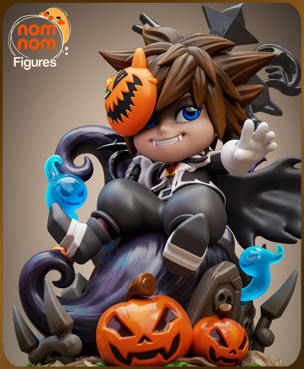 Sora (Halloween Town vers.) Kingdom Hearts Chibi resin figure by NomNom Figures — studio preview 2