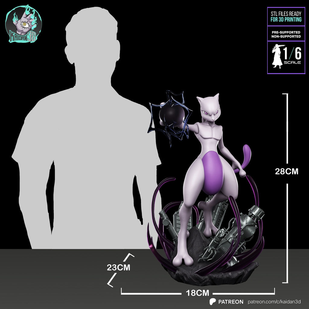 Mewtwo (Pokemon) resin figure by Kaidan 3D — studio render 6