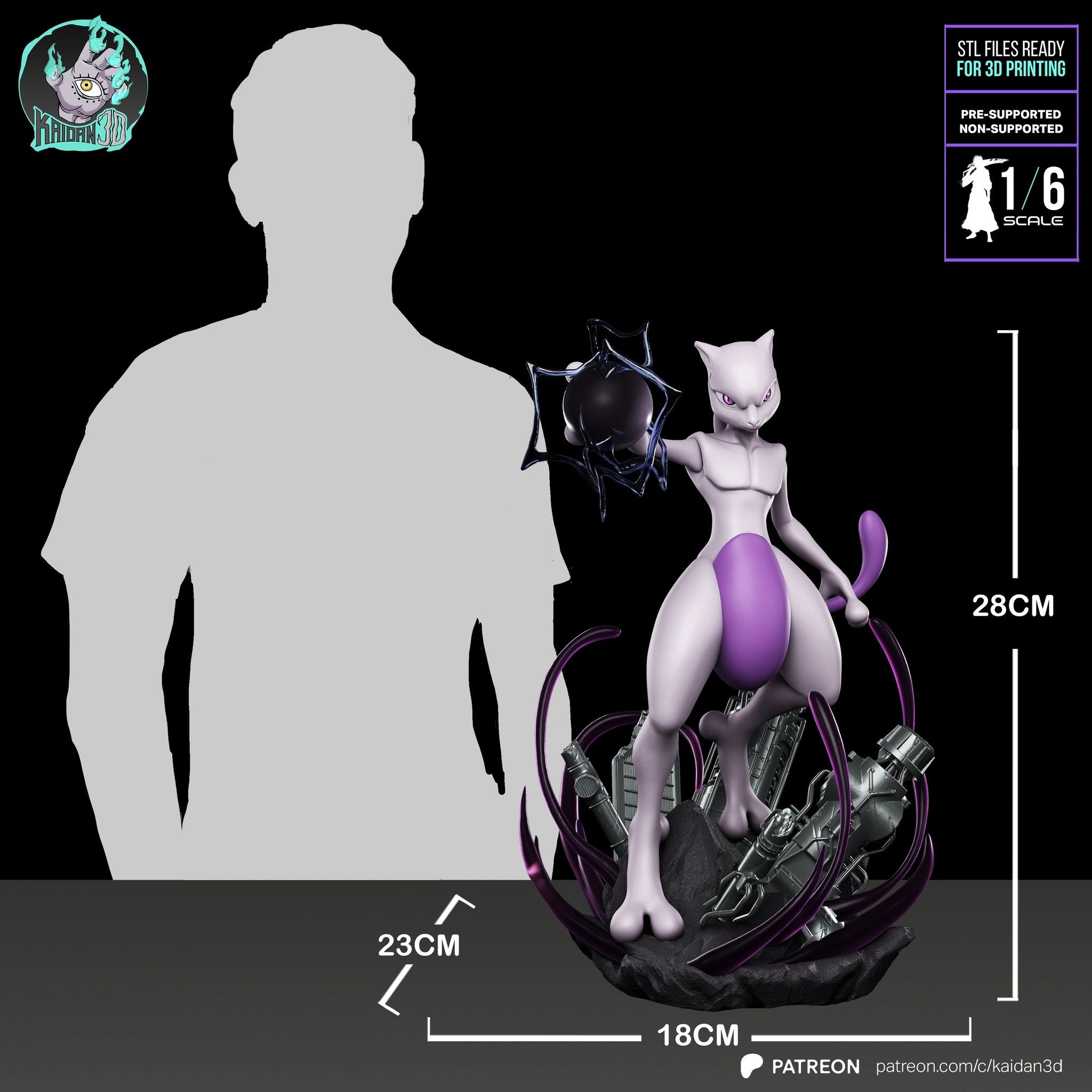 Mewtwo (Pokemon) resin figure by Kaidan 3D — studio render 6