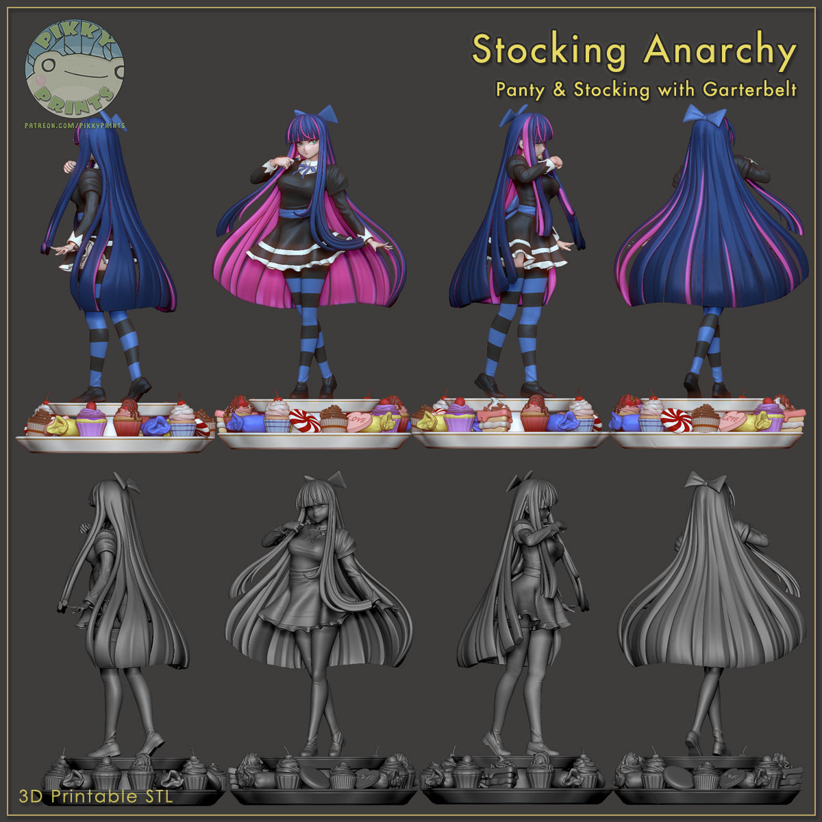 Stocking Anarchy (Panty and Stocking) resin figure by PikkyPrints — studio render 8