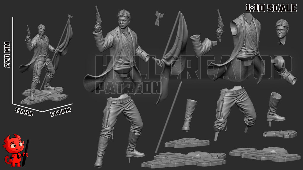 Malcolm Reynolds (Firefly) resin figure by h3LLcreator — studio render 10