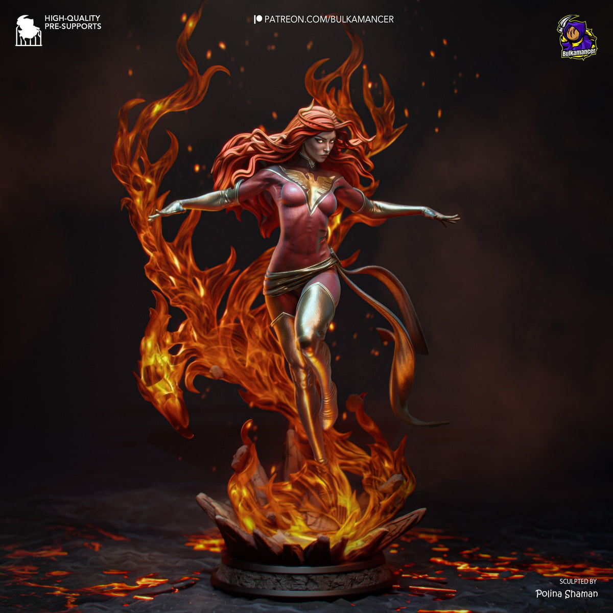 Jean Grey (Marvel) resin figure by Bulkamancer — studio render 6