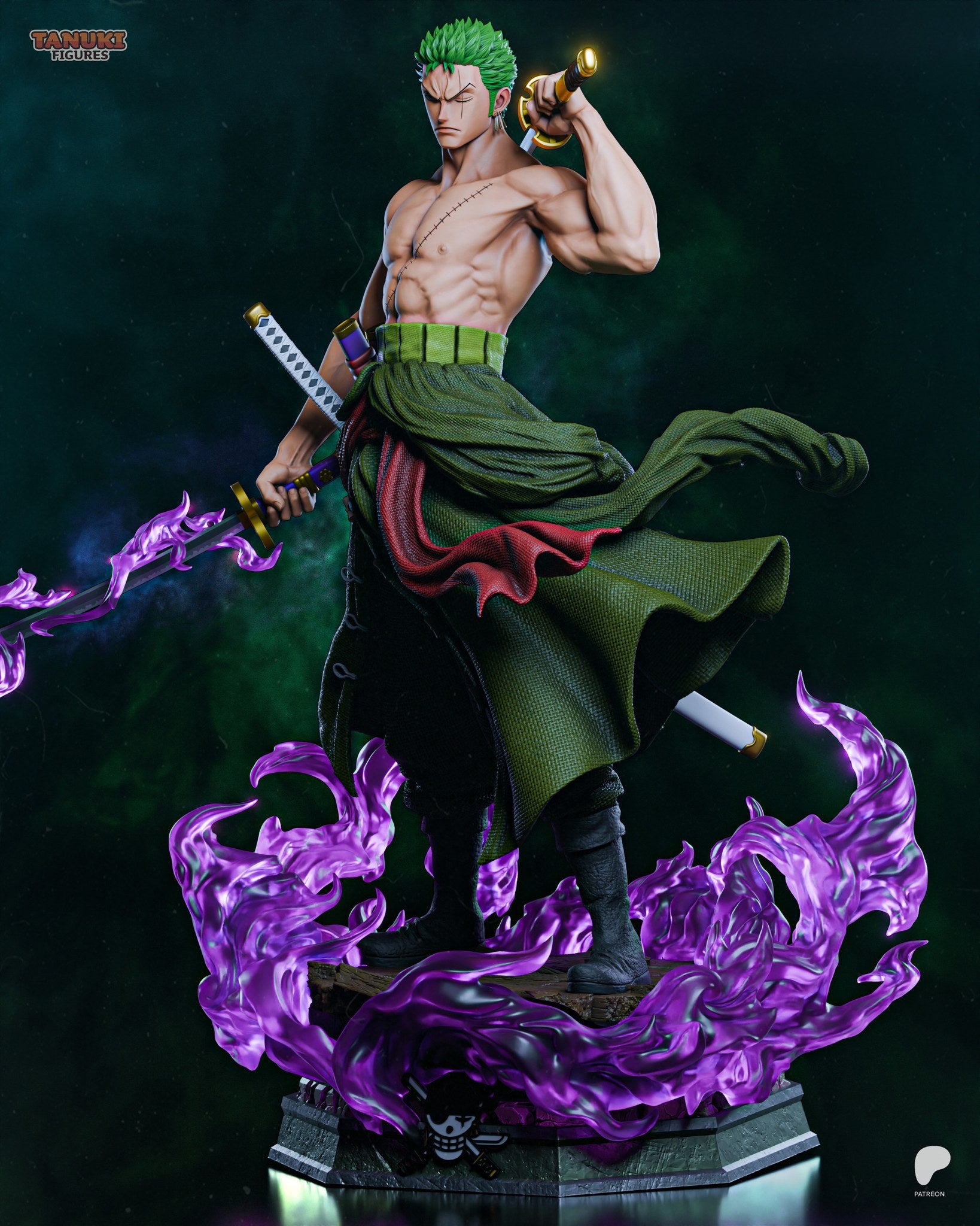 Roronoa Zoro (One Piece) resin figure by Tanuki Figures — studio render 2