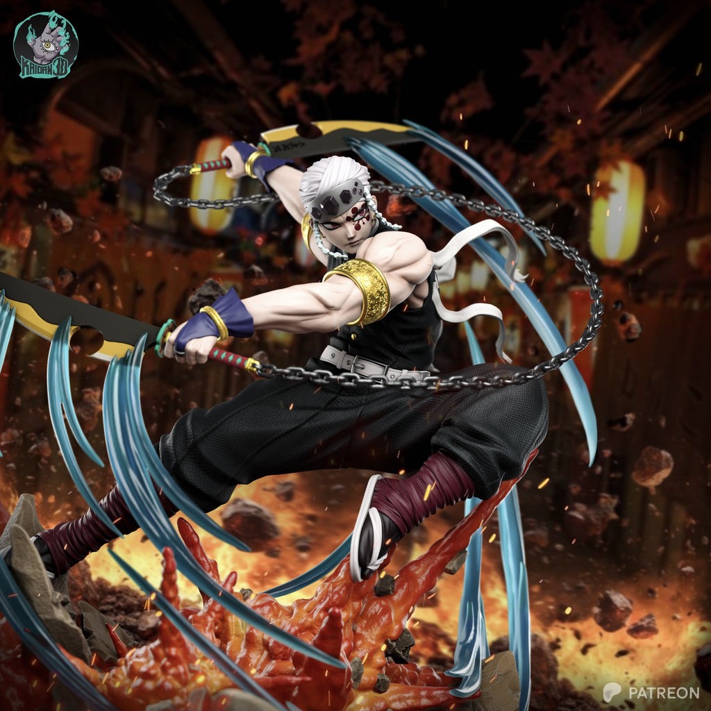 Tengen Uzui (Demon Slayer) resin figure by Kaidan 3D — studio render 3