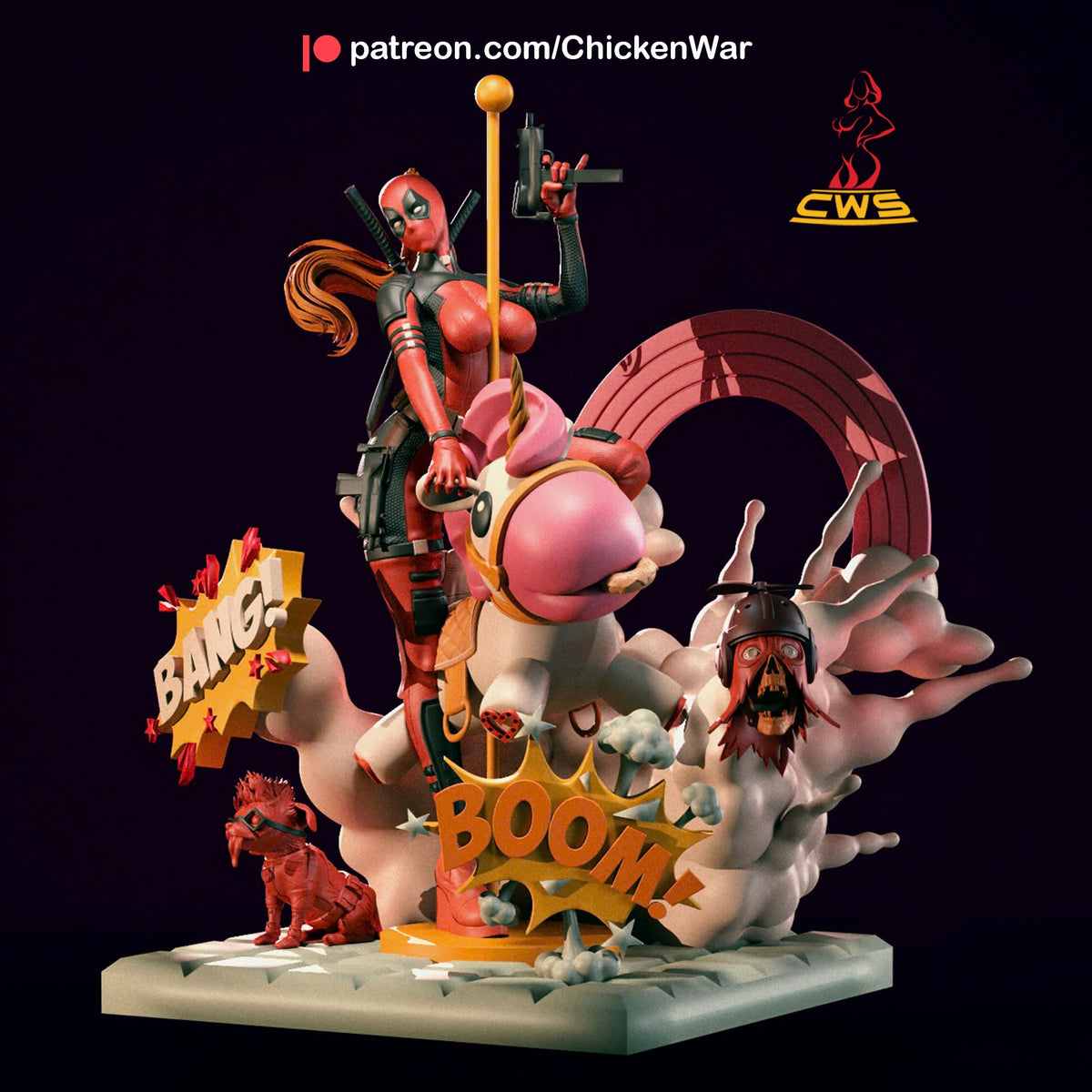Lady Deadpool (Marvel) resin figure by CW Studio — studio render 9