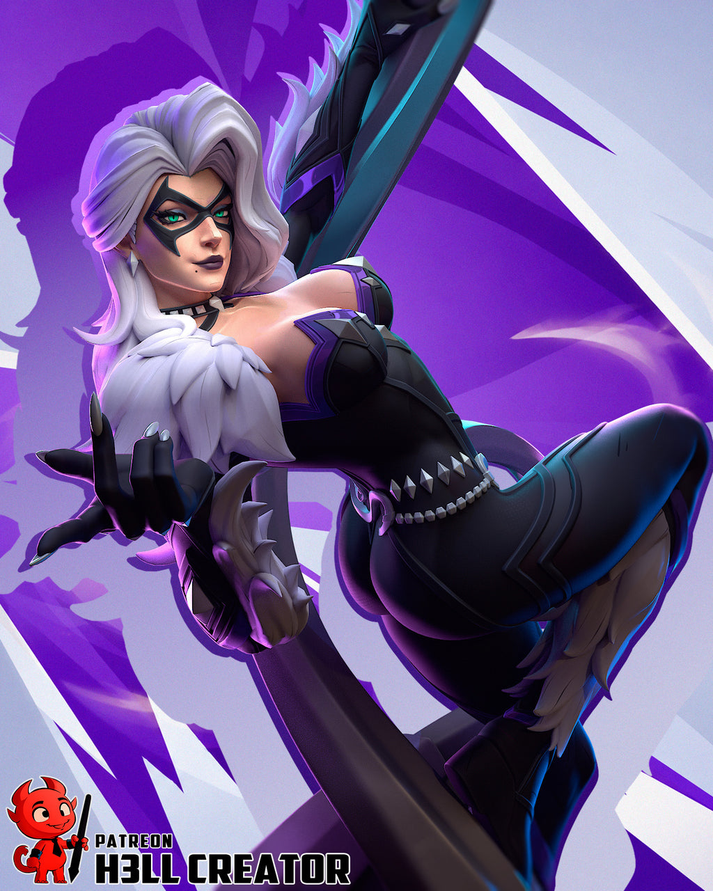 Black Cat (Marvel) resin figure by h3LLcreator — studio render 1