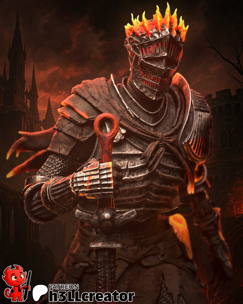 Soul of Cinder (Dark Souls) resin figure by h3LLcreator — studio render 1