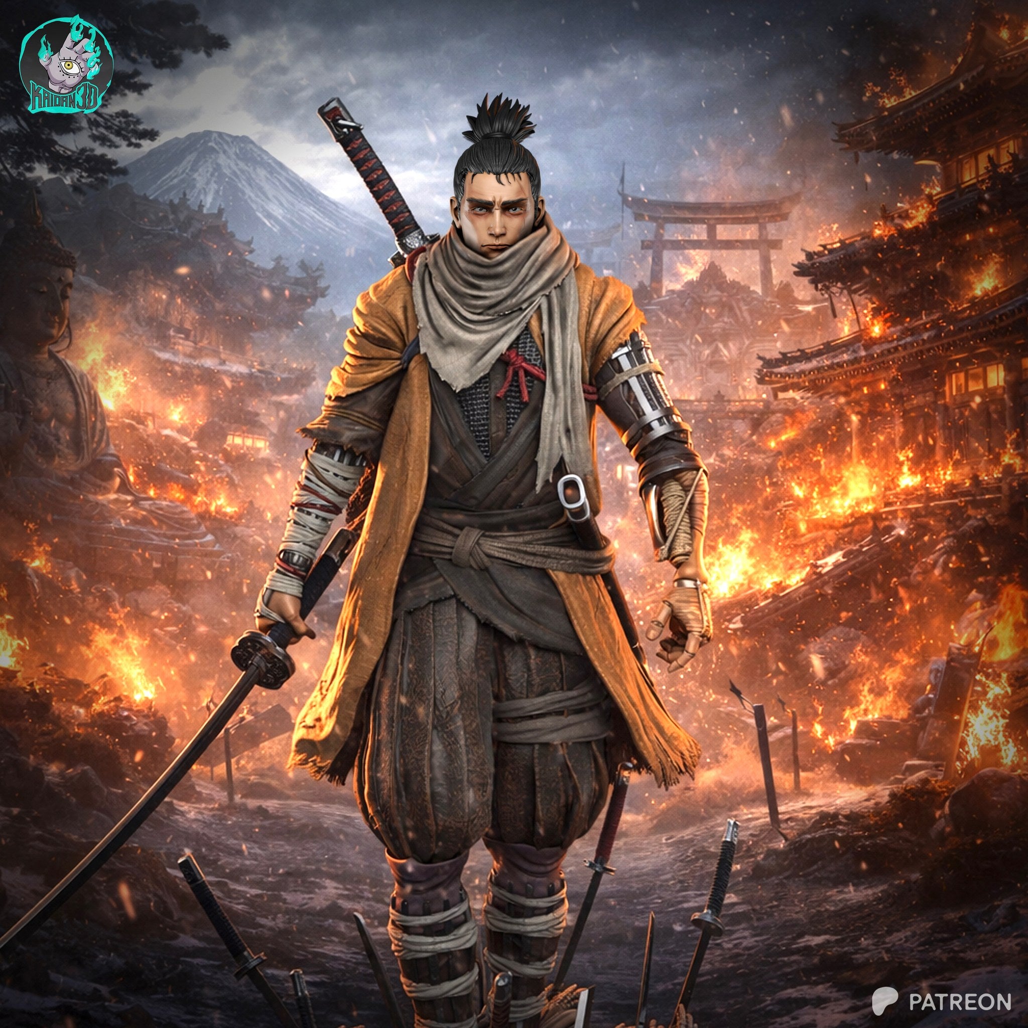 Sekiro (Sekiro) resin figure by Kaidan 3D — studio render 2