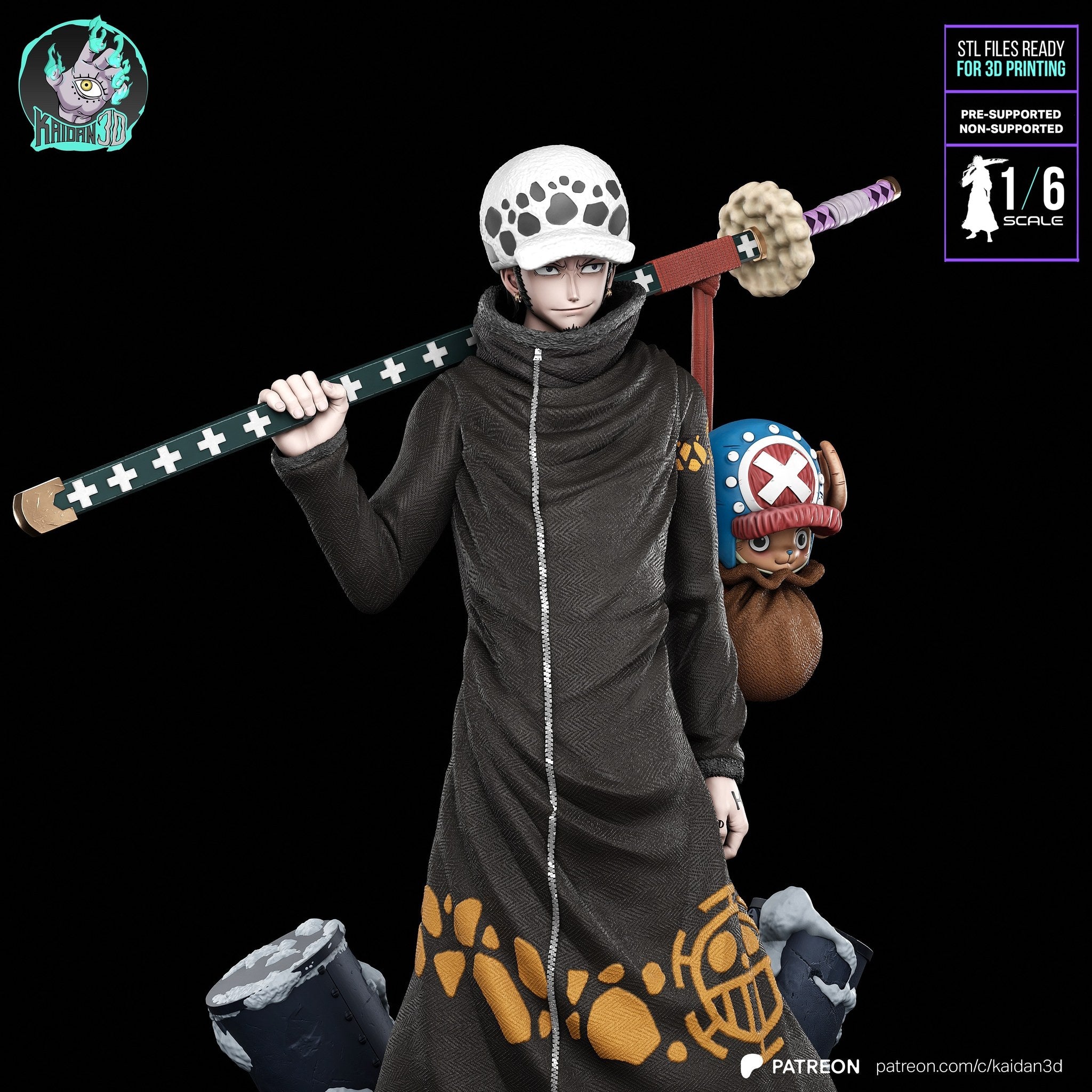 Trafalgar Law and Chopper (One Piece) resin figure by Kaidan 3D — studio render 5