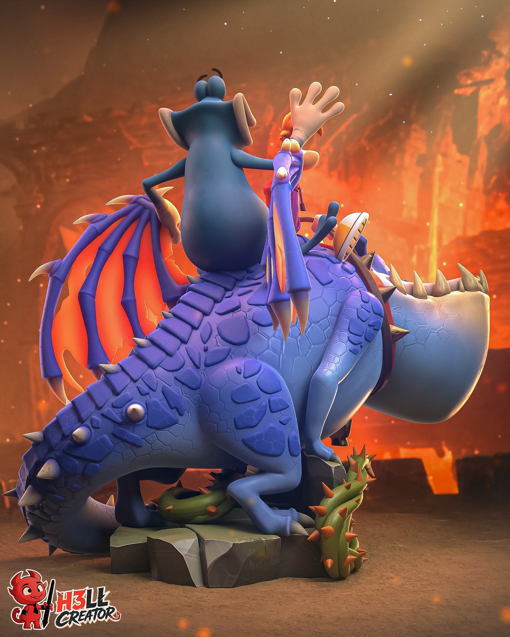 Rayman and Globox (Rayman) resin figure by h3LLcreator — studio render 8