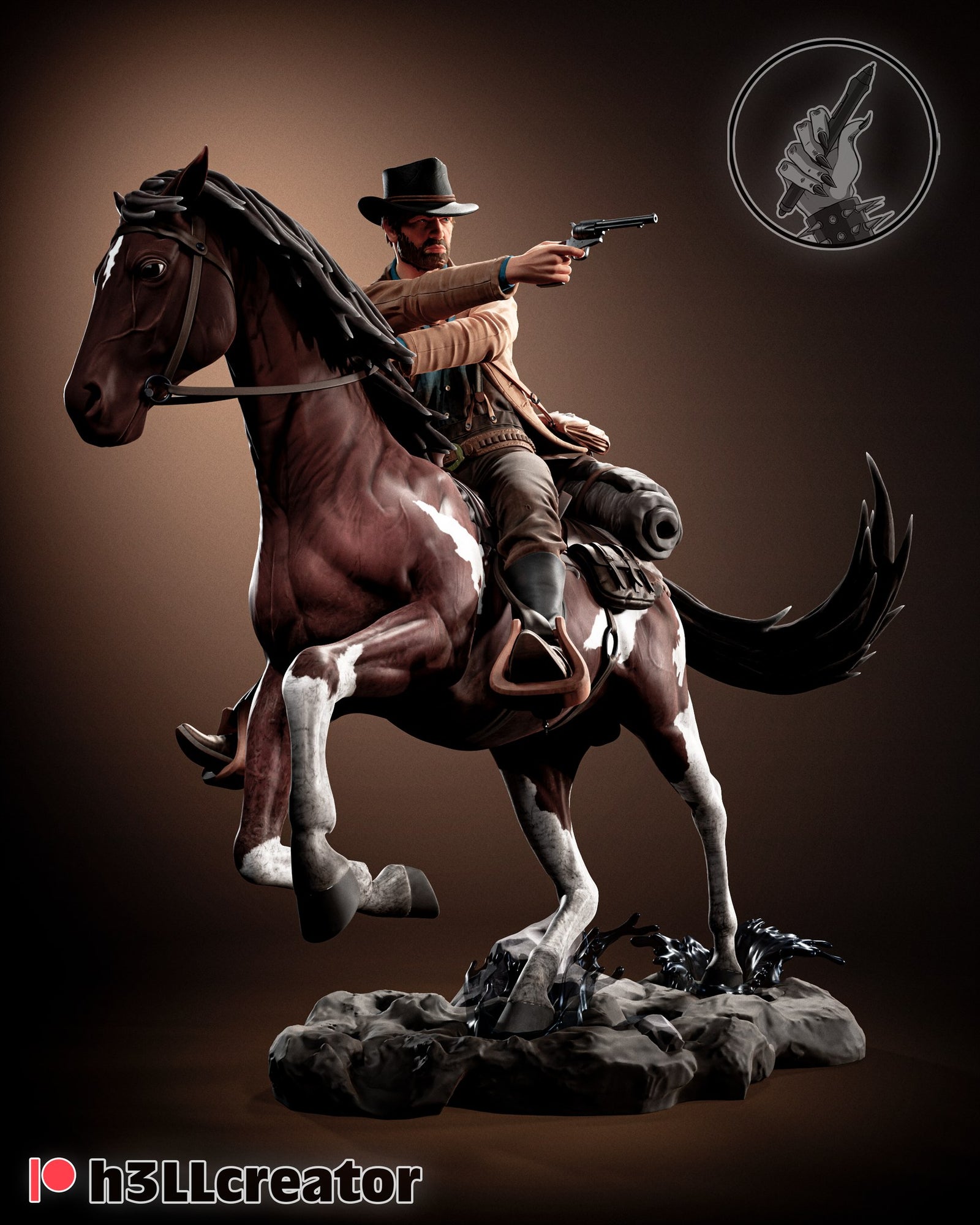 Arthur Morgan (Red Dead Redemption) resin figure by h3LLcreator — studio render 1