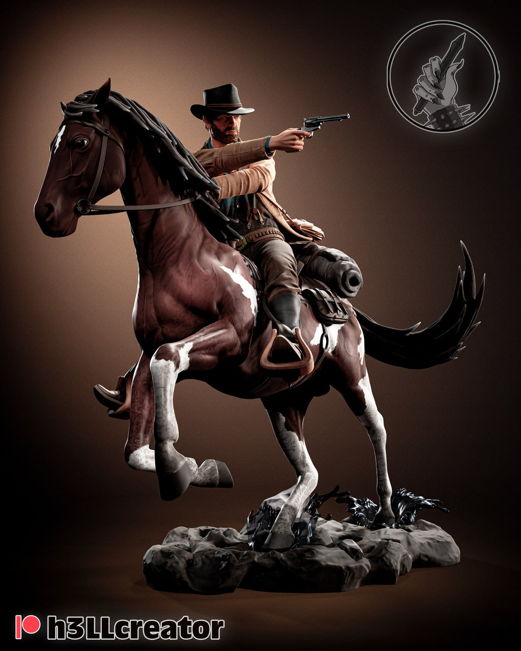 Arthur Morgan (Red Dead Redemption) resin figure by h3LLcreator — studio render 1
