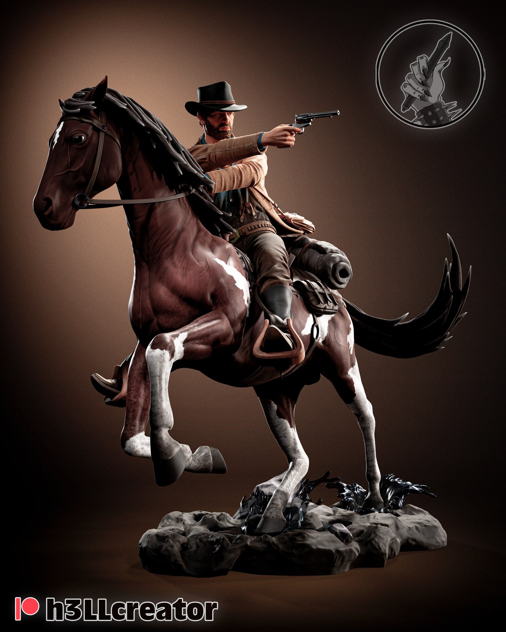 Arthur Morgan (Red Dead Redemption) resin figure by h3LLcreator — studio render 1