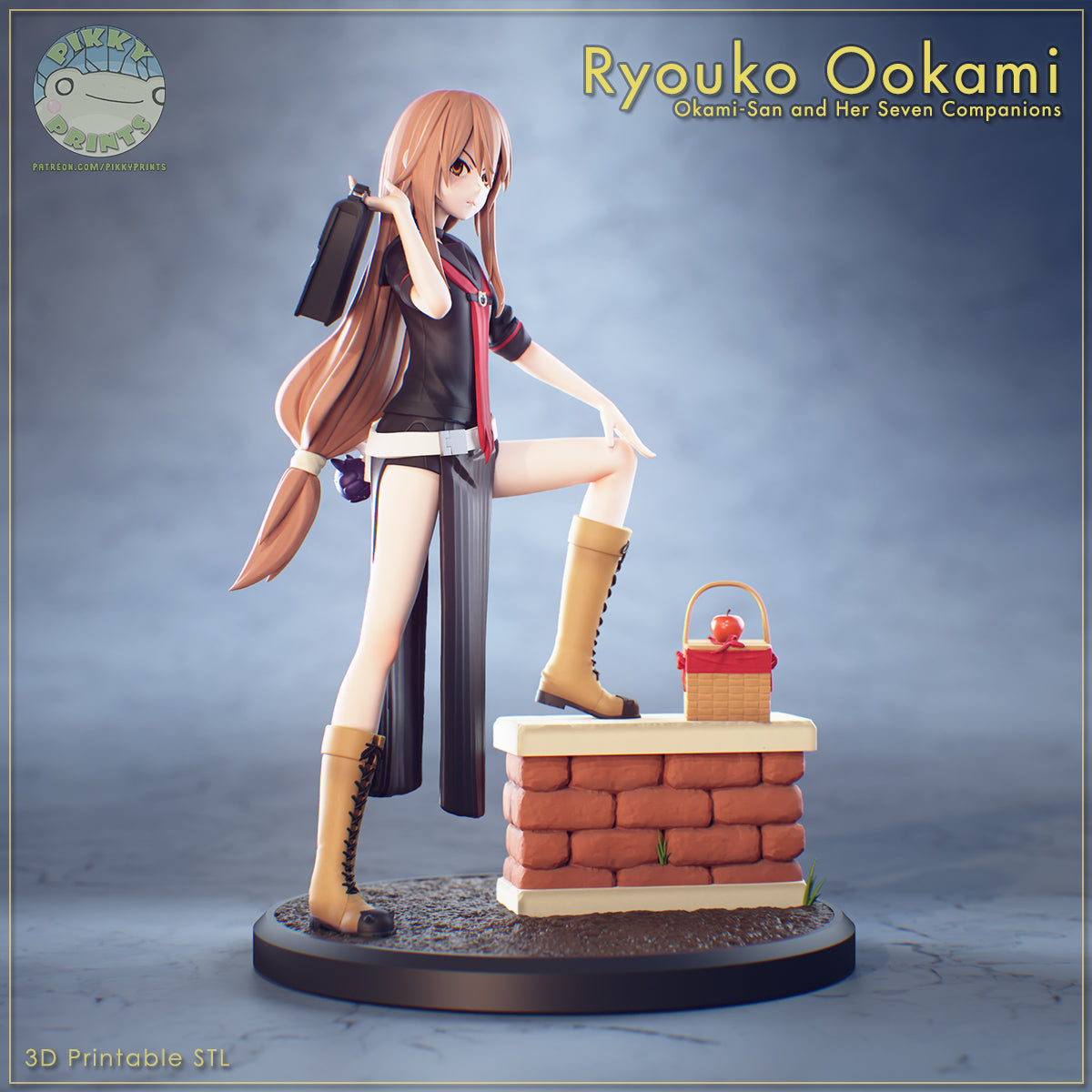 Ryouko Ookami (Okami-san and Her Seven Companions) resin figure by PikkyPrints — studio render 4