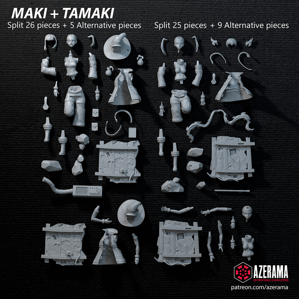 Maki and Tamaki (My Hero Academia) resin figure by Azerama — studio render 5
