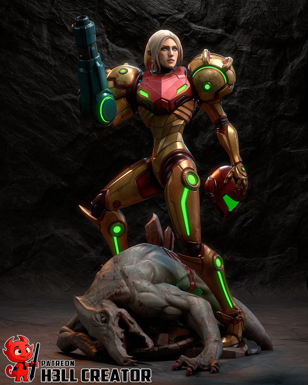 Samus Aran (Metroid) resin figure by h3LLcreator — studio render 3