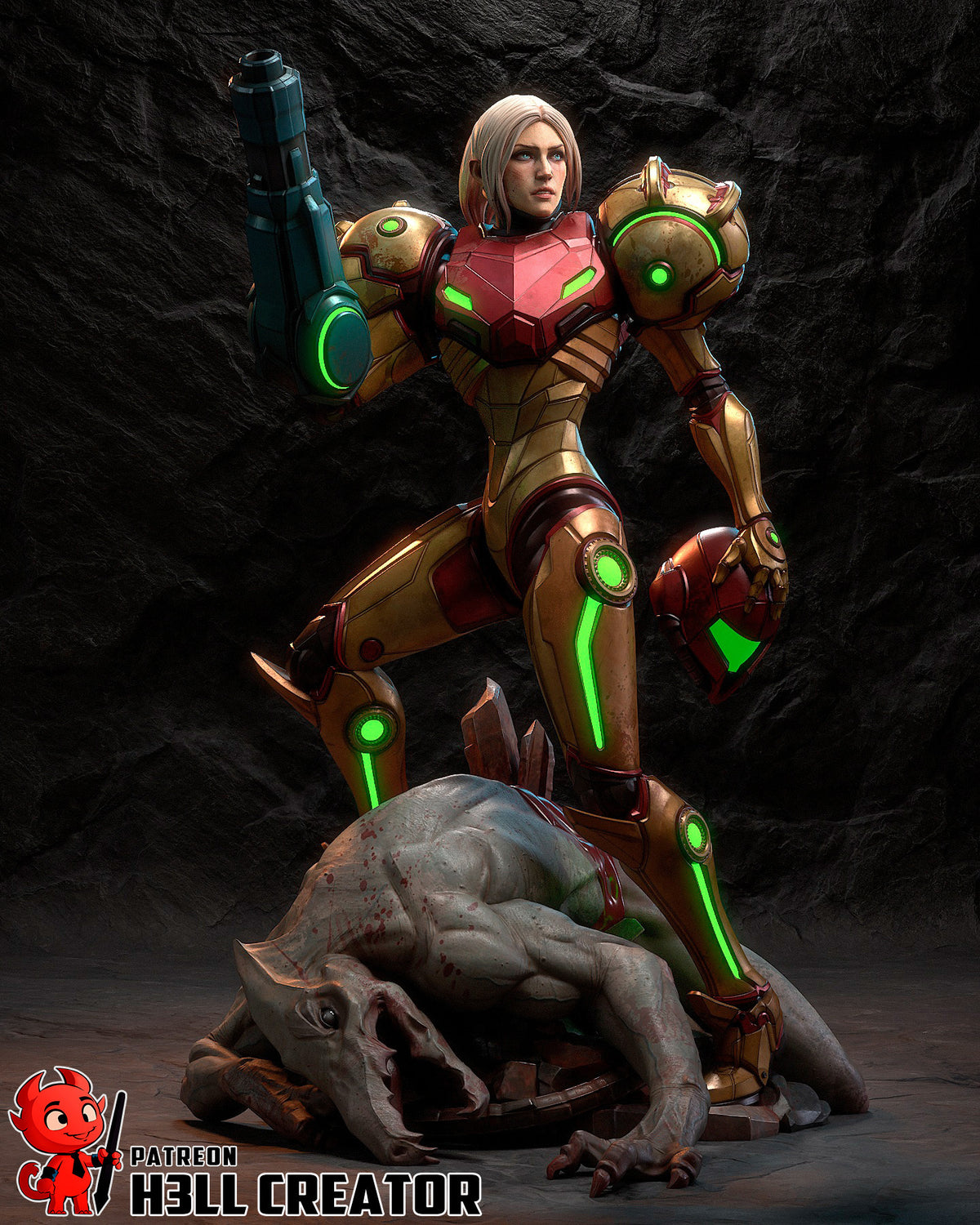 Samus Aran (Metroid) resin figure by h3LLcreator — studio render 3